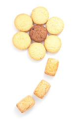 Sunflower, made from cookies, isolated on white