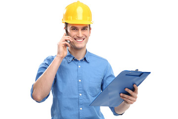 Engineer wearing hardhat