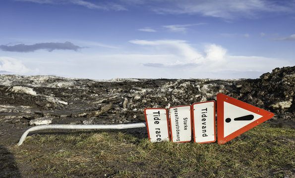 Wadden sea road to the island Mando, Denmark