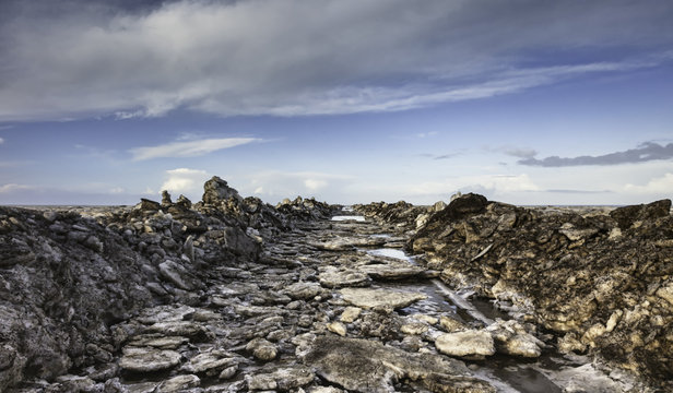 Wadden sea road to the island Mando, Denmark
