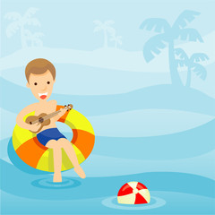 man playing music in the sea