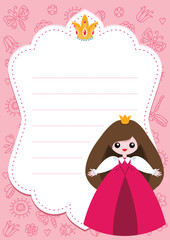 Little princess card template with blank space for text