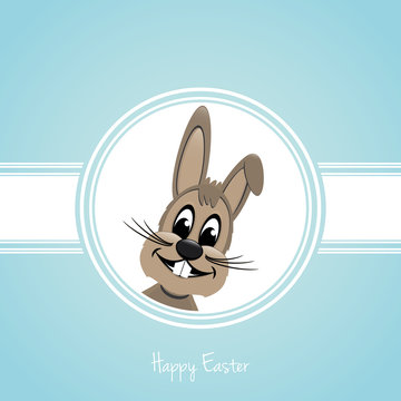 happy easter brown bunny on blue background