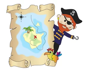 Papier Peint photo autocollant Pirates pirate avec carte