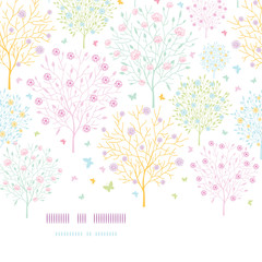Vector blossoming trees horizontal template seamless background