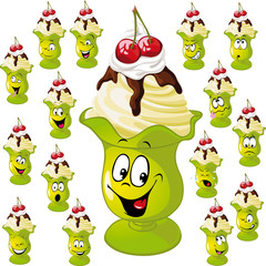 ice cream cup with many facial expressions