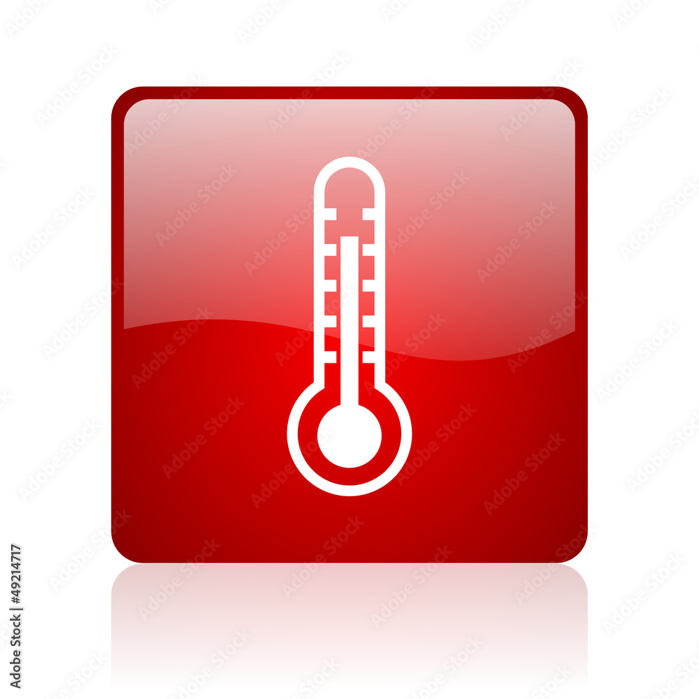 Aufkleber thermometer red square glossy web icon on white background