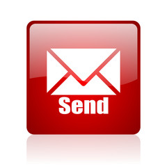 send red square glossy web icon on white background