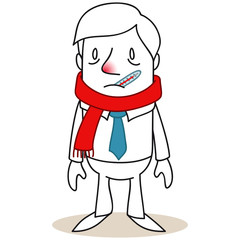 Geschäftsmann, Erkältung, Fieber, Grippe, Schnupfen