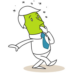 Geschäftsmann, Übelkeit, Erbrechen, grün