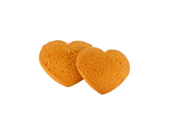 two cakes in form hearts in a gift