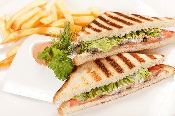 Sandwiches with French fried potatoes