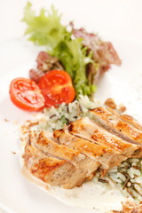 chicken fillet with vegetables and rice