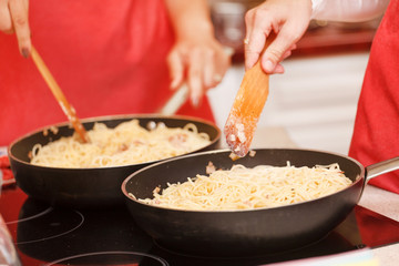 Chef preparing pasta