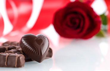 Feast of love with flowers and chocolate