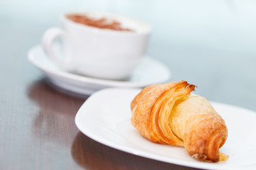 morning coffee with croissant