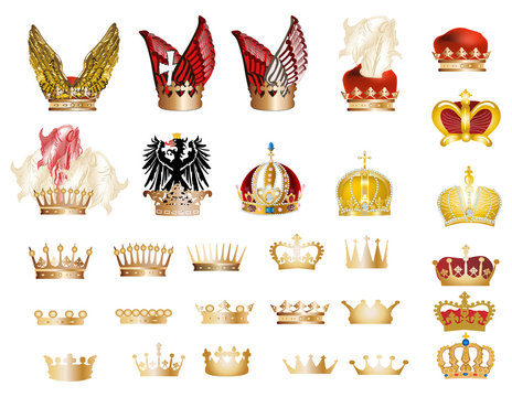 large set of gold crowns