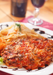 french fries with vegetables