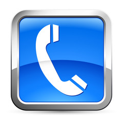 Telefon - Button silber-blau