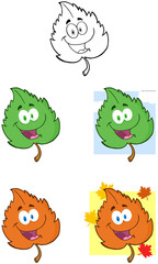 Green Leaf Cartoon Mascot Characters-Collection