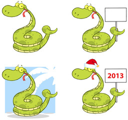 Fototapeta premium Snake Cartoon Mascot Characters- Collection