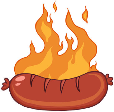 Grilled Sausage With Flames