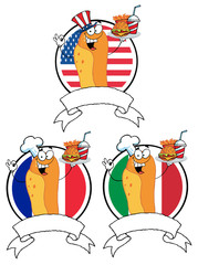 Hot Dog Chef Holder Plate Of Hamburger And French Fries