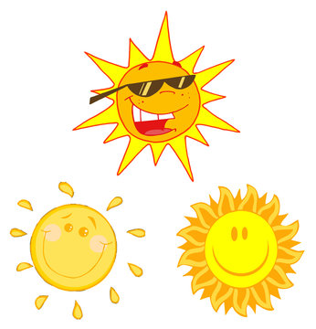 Different Happy Sun Cartoon Character- Collection