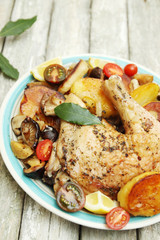 leg of chicken with vegetables