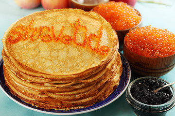 pancakes with caviar