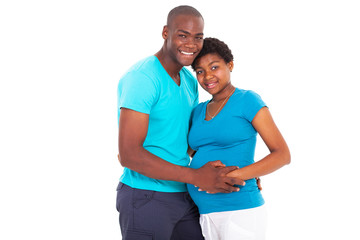 Obraz premium pregnant african american woman and husband isolated on white