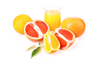 Juicy oranges and grapefruit and orange fresh juice