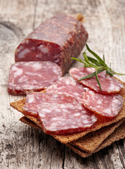 Salami sausage and bread