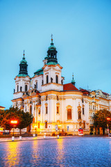 Fototapeta na wymiar St. Nicolas church at Old Town square in Prague
