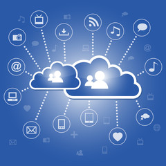 Cloud computing concept with communication icons