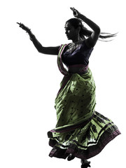 indian woman dancer dancing  silhouette