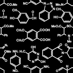 Seamless background with chemistry elements