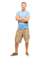 Attractive young man with arms folded on white background