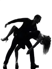 Fotobehang couple woman man dancing dancers salsa rock silhouette © snaptitude