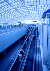 escalator in modern interior airport