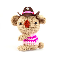 knitting bear wear cowboy hat