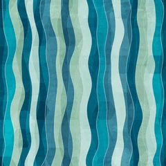 Washable wall murals Turquoise abstract wave seamless pattern with grunge effect
