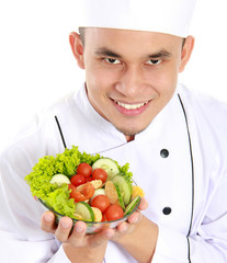 chef with healthy food