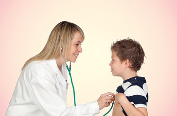 Pediatrician woman making a checkup for child