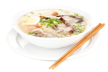 Chinese soup isolated on white