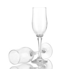 Two empty wine glasses isolated on white
