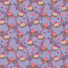 Seamless pattern  of cupcake. Food design