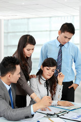 business man and woman discuss