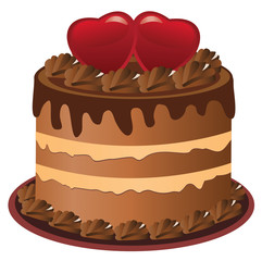vector cake with red hearts