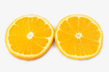 slice of orange on white background